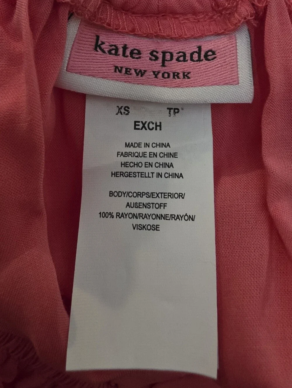 Kate Spade Cover Up Romper Women's size XS Coral Pink Drawstring Waist